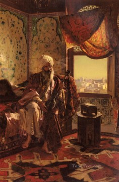 Fumar la cachimba El pintor árabe Rudolf Ernst Pinturas al óleo